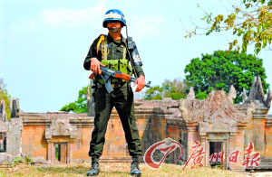 柬埔寨士兵守衛柬泰邊境柏威夏寺(資料照)