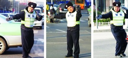 青島現最可愛協警 指揮交通動作賣力有激情