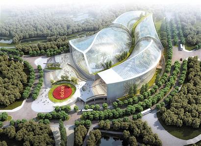 世園會植物館主體封頂 1.4萬根鋼結構桿件拼成